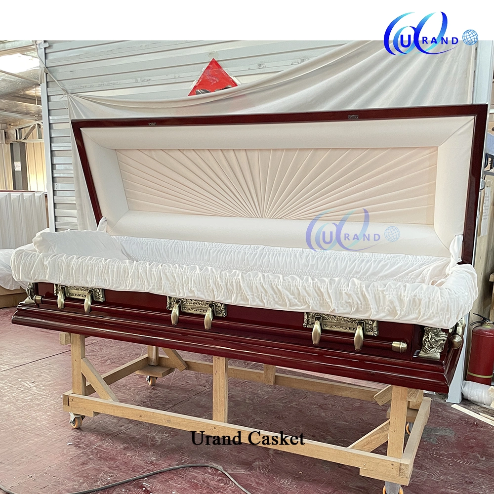 Full Couch Cream Velvet Interior Solid Wood Casket